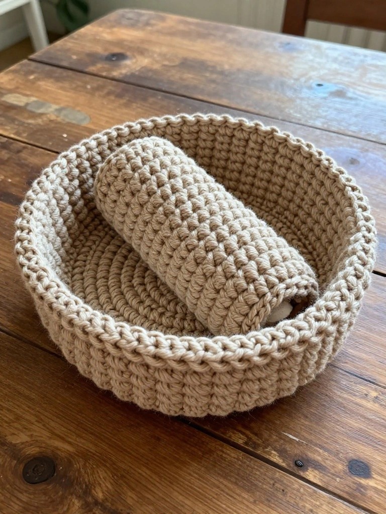 Round Crochet Basket for Quick Organization
