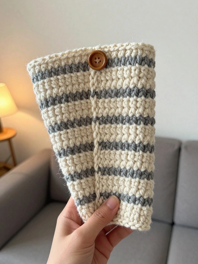 Striped Crochet Mug Sleeve