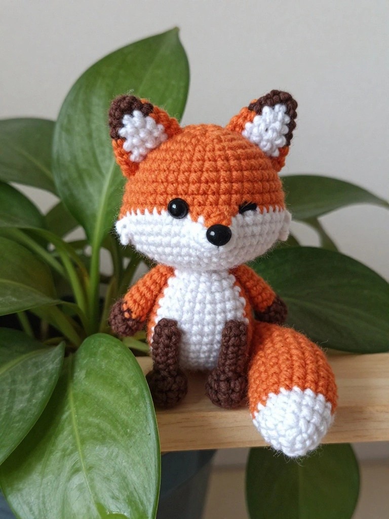 Compact Amigurumi Fox Toy