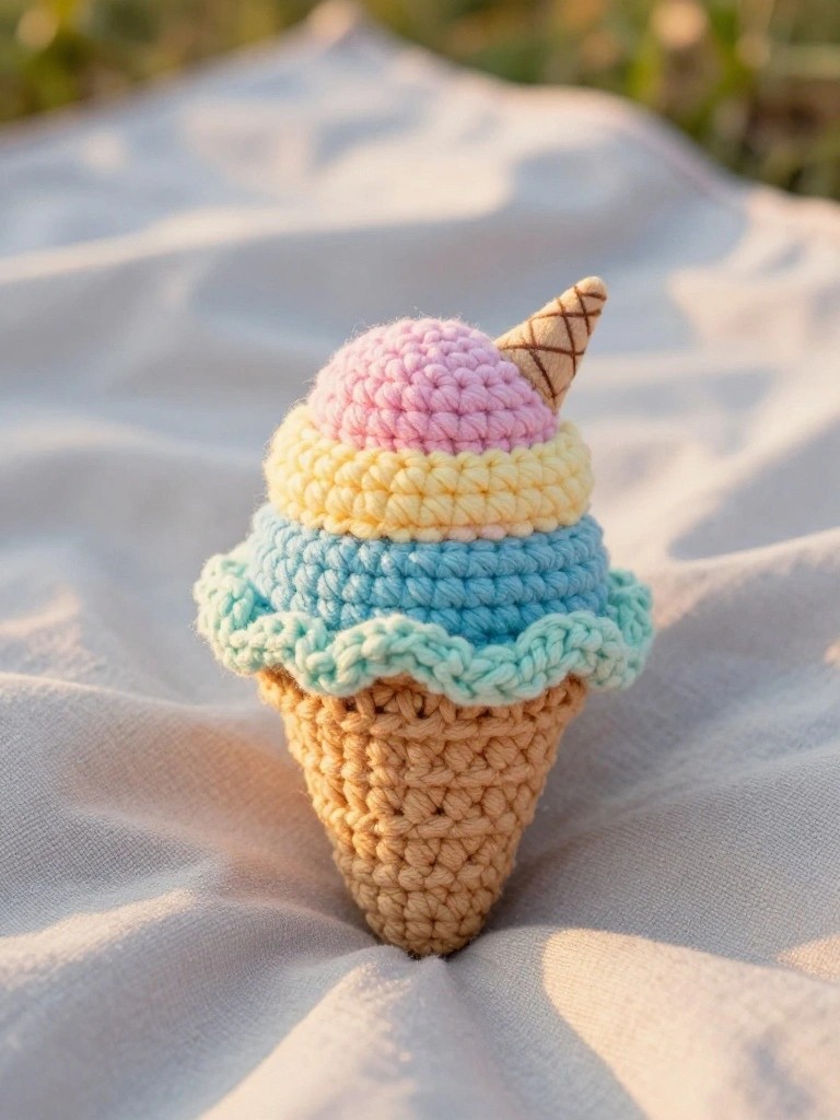 Mini Crochet Ice Cream Cone Plushie