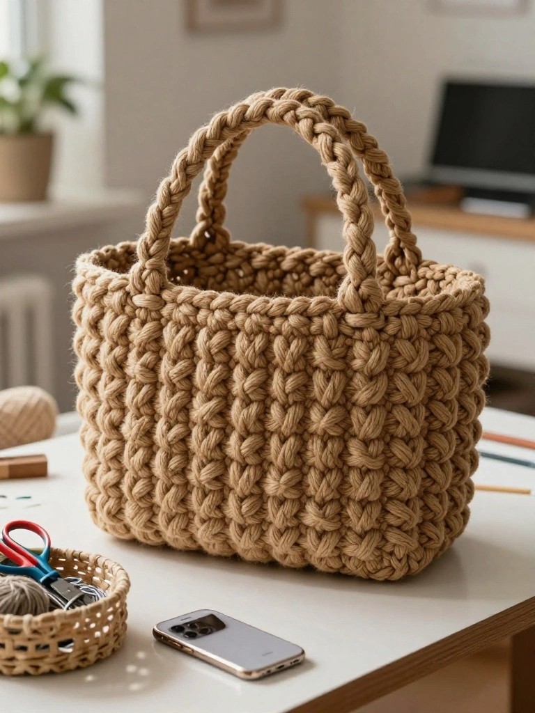 Chunky Braided Handle Tote