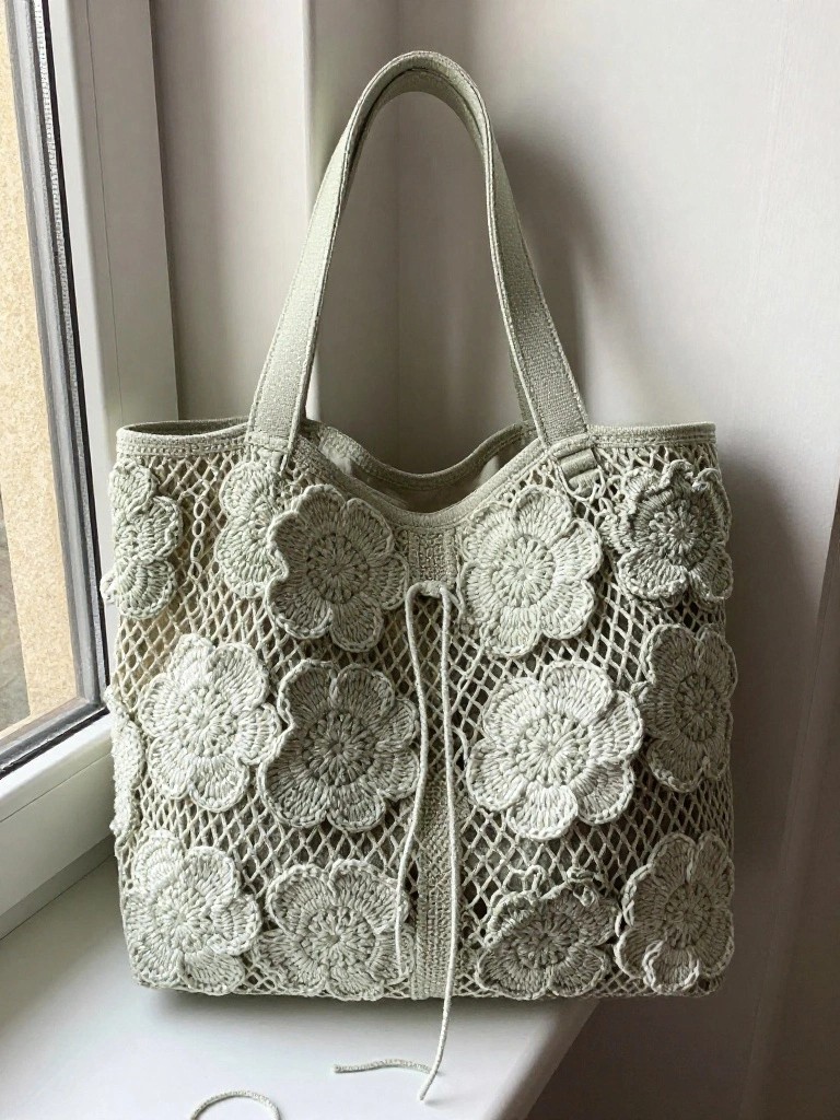 Floral Mesh Tote Bag