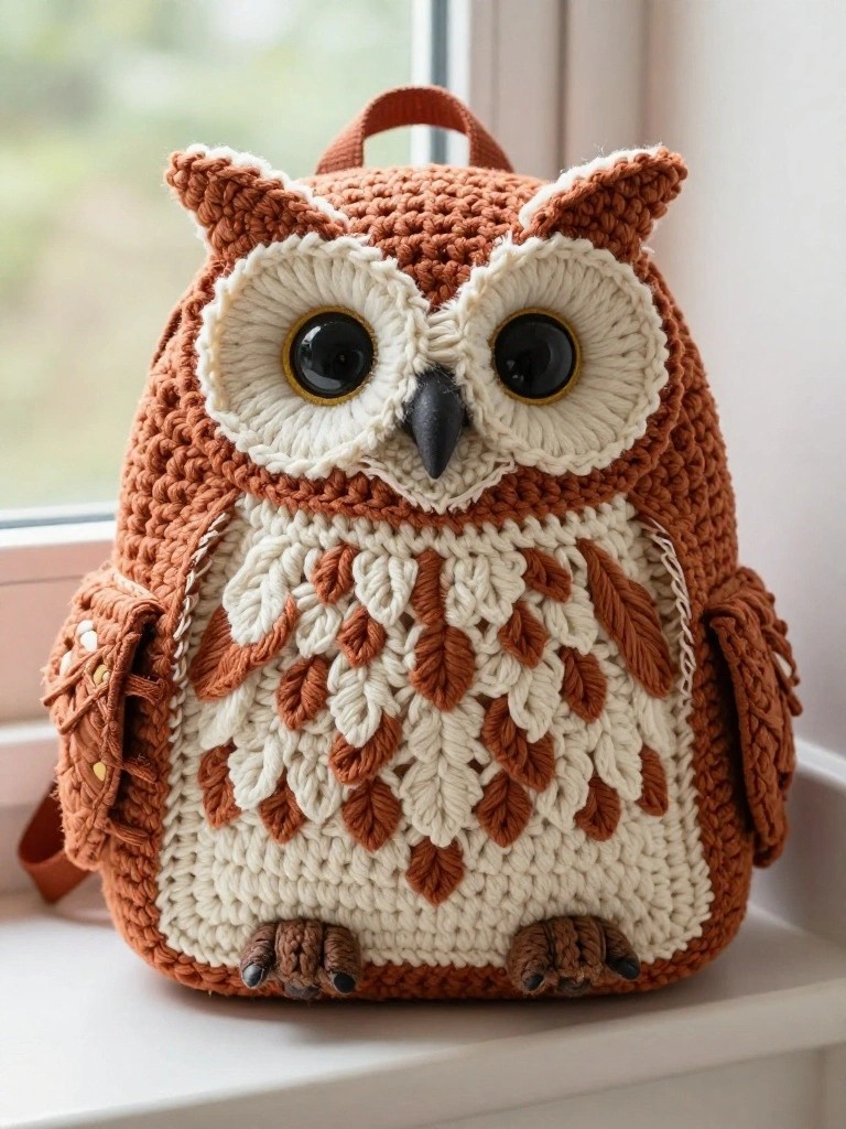 Owl-Shaped Backpack with Bold Eye Contrast
