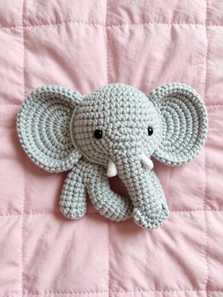Crocheted Elephant Plush for Baby Gifts