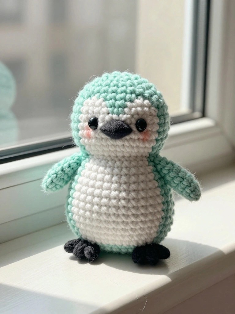 Mint Green Penguin Amigurumi