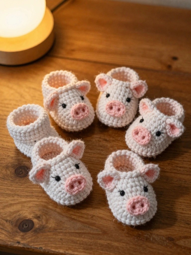 Pig Baby Booties