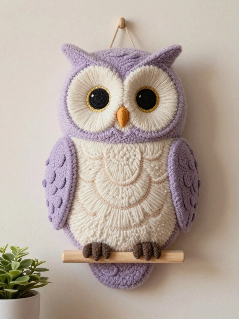 Textured Owl Wall Hanging