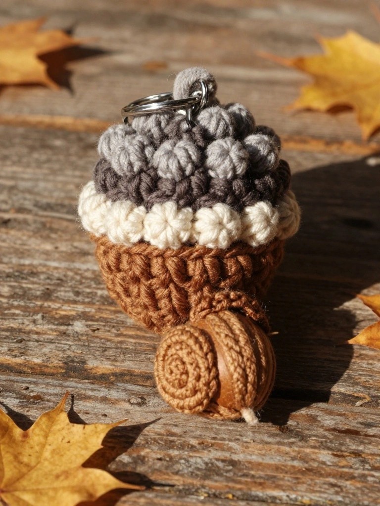 Acorn Keychain with Snail Accent