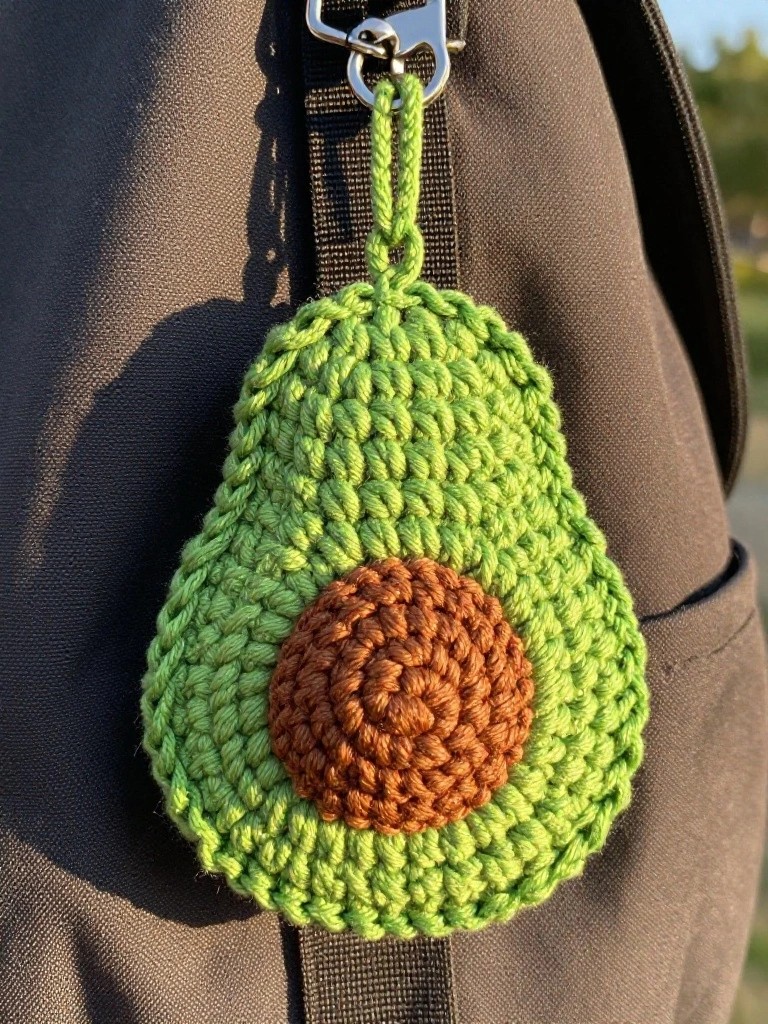 Avocado Crochet Keychain for Bags