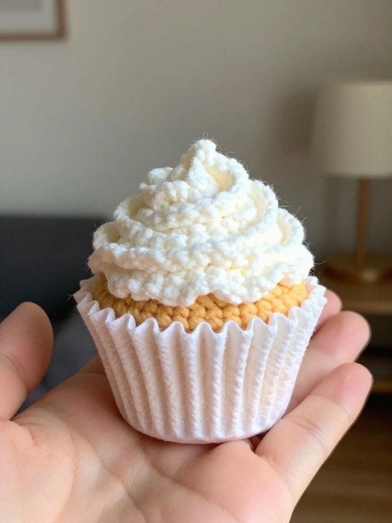 Crocheted Cupcake Keychain