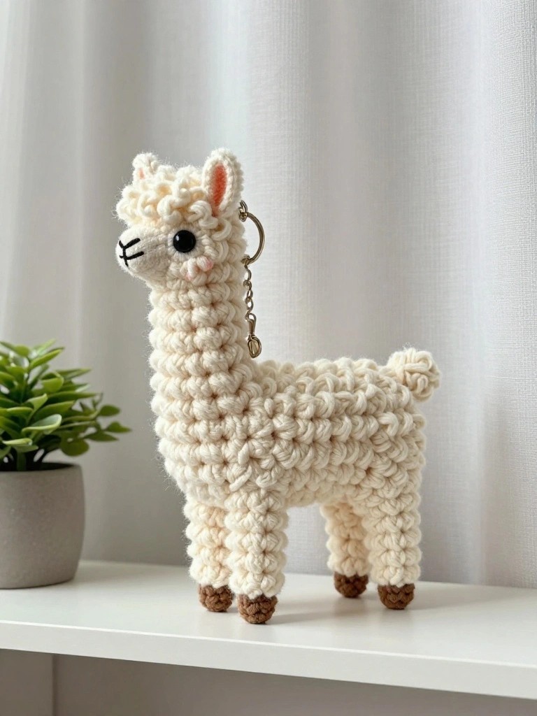 Fluffy Llama Keychain