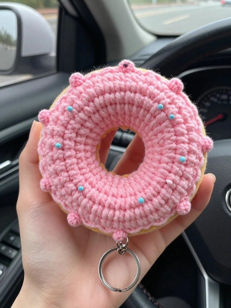 Frosted Donut Keychain