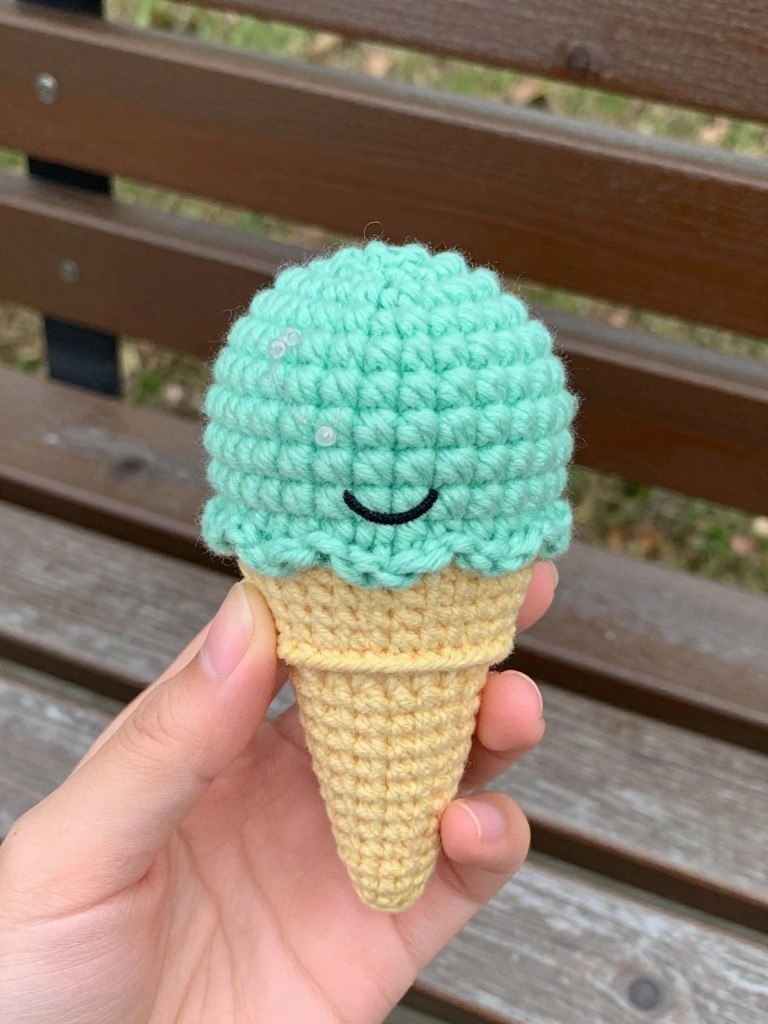 Mint Scoop Ice Cream Cone Keychain