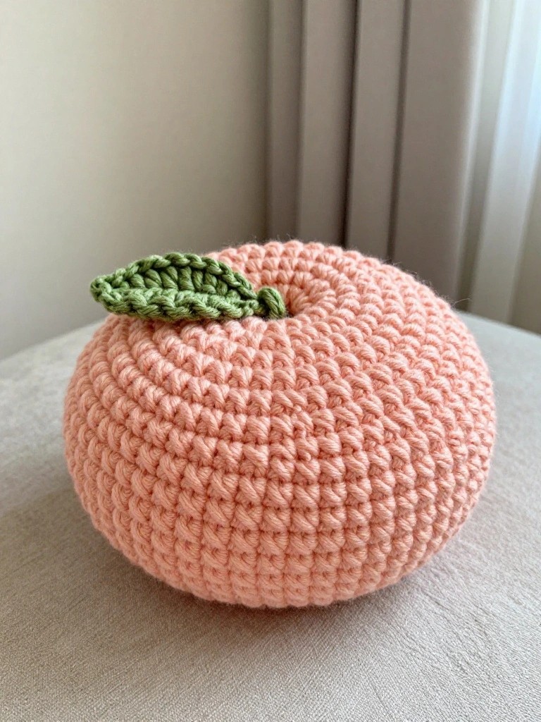 Peach Crochet Keychain