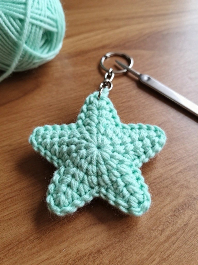 Minimalist Star Keychain in Soft Mint