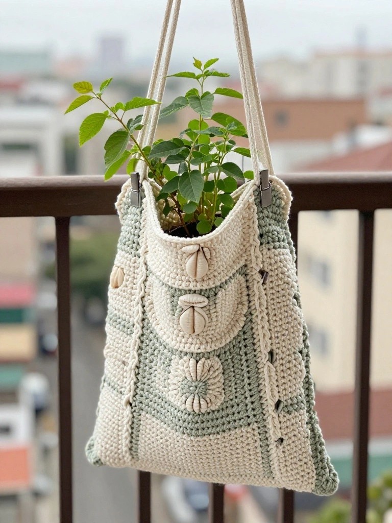 Crocheted Tote Plant Hanger