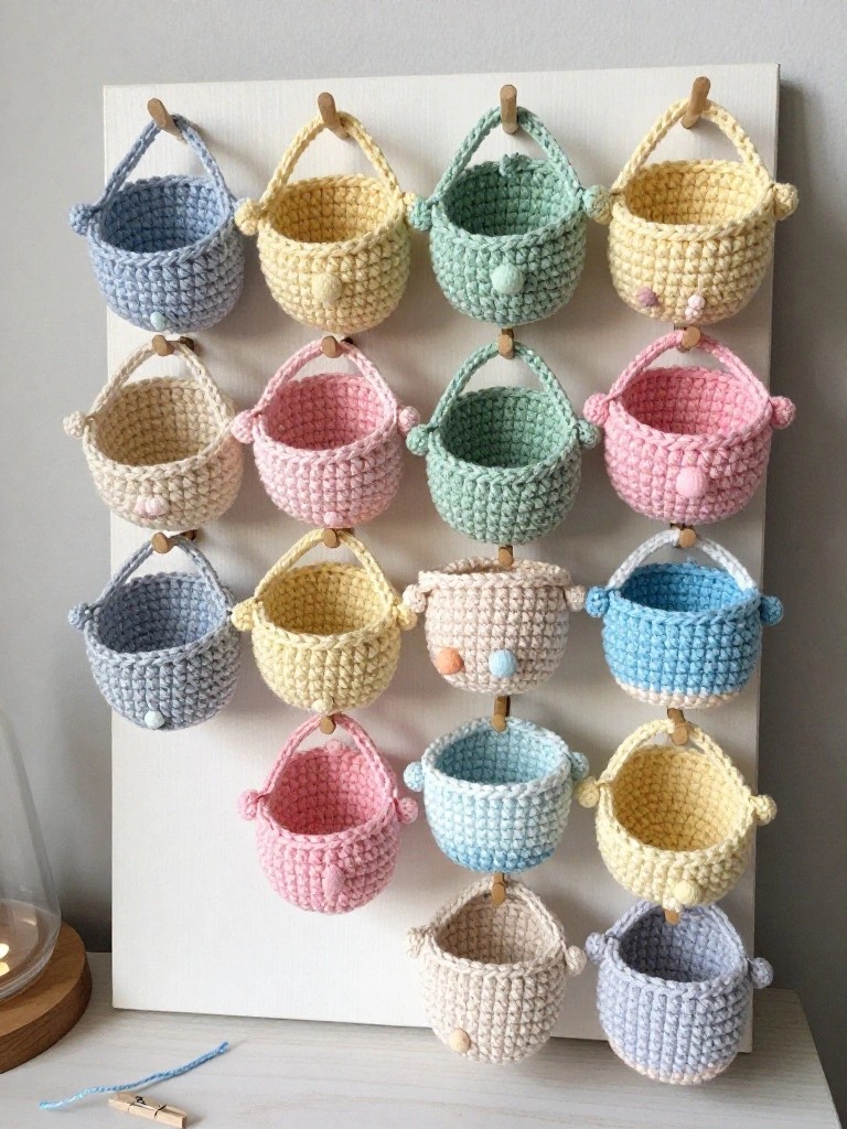 Hanging Crochet Baskets for Wall Storage