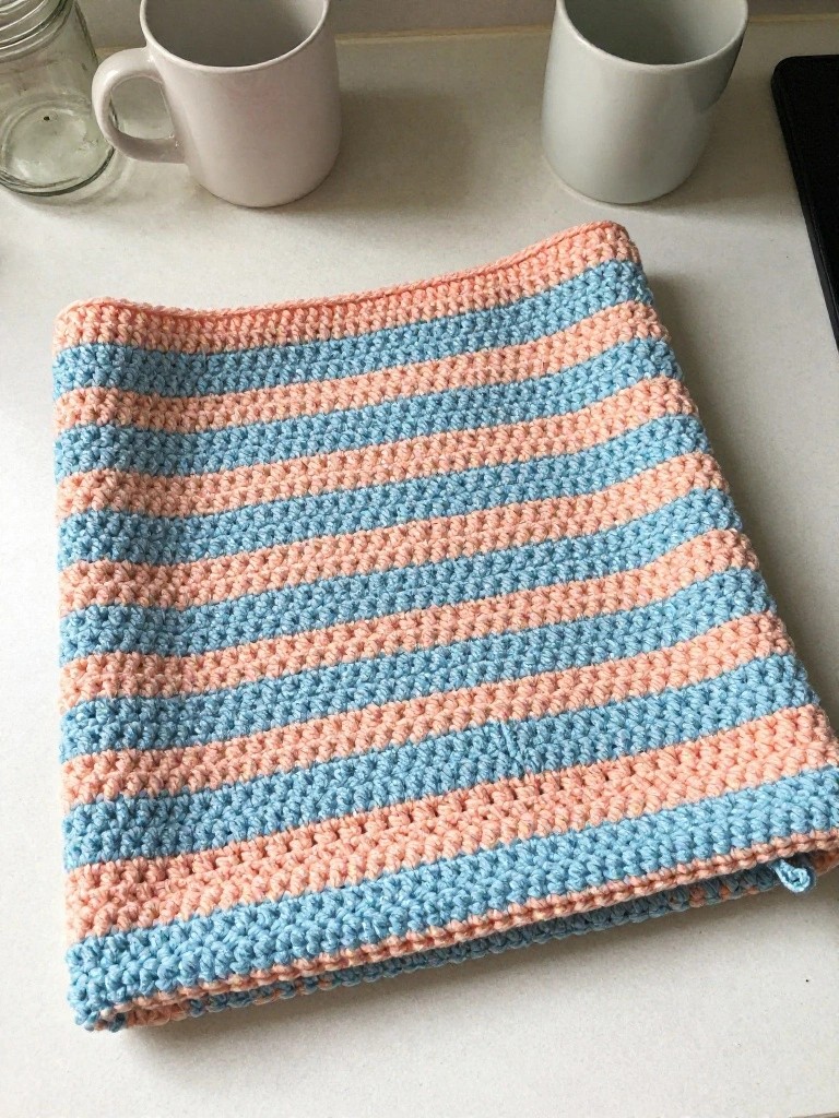 Striped Crochet Kitchen Towel