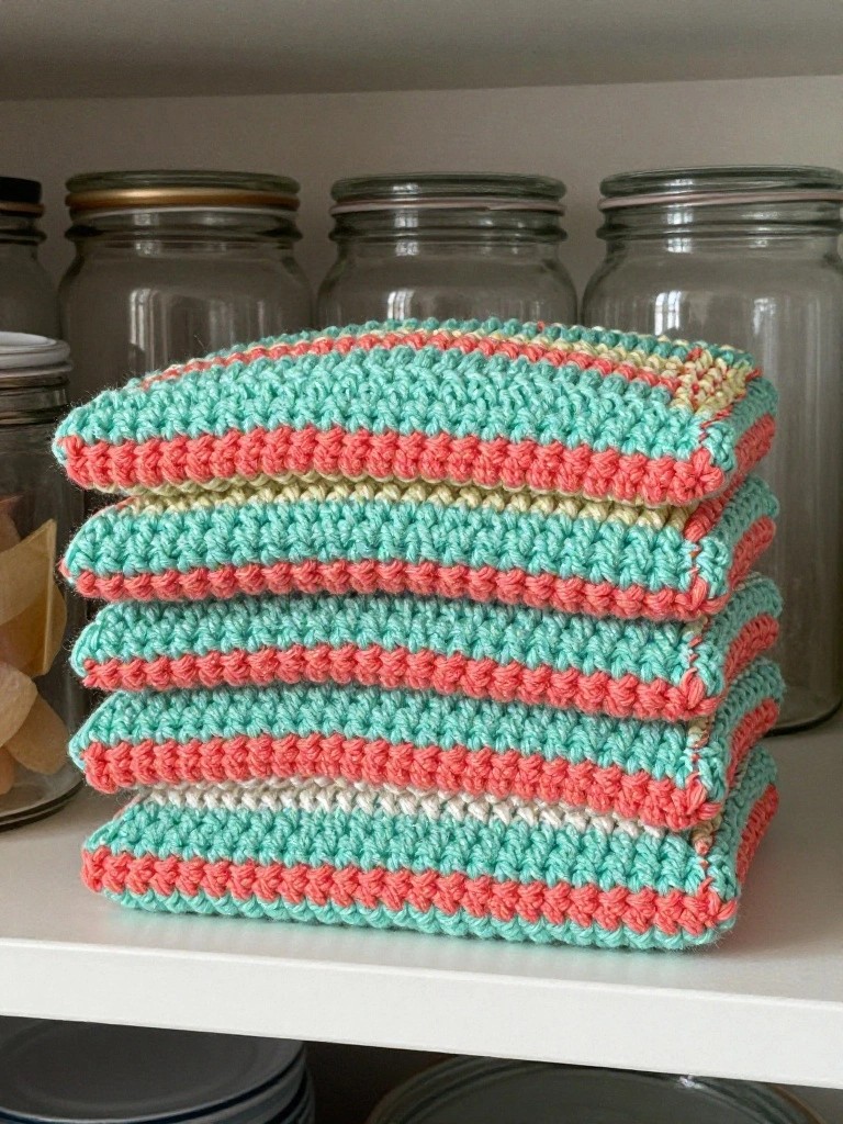 Striped Dishcloths That Fold Flat