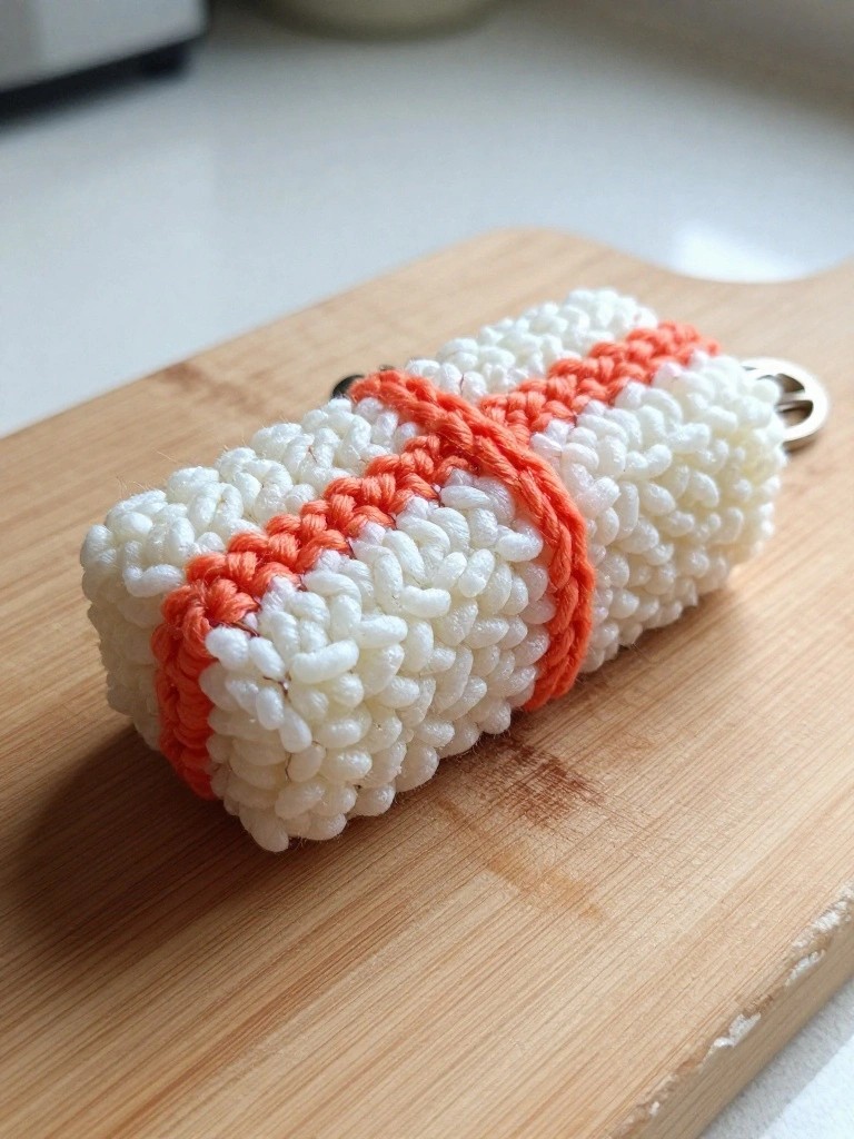 Crochet Sushi Roll Keychain