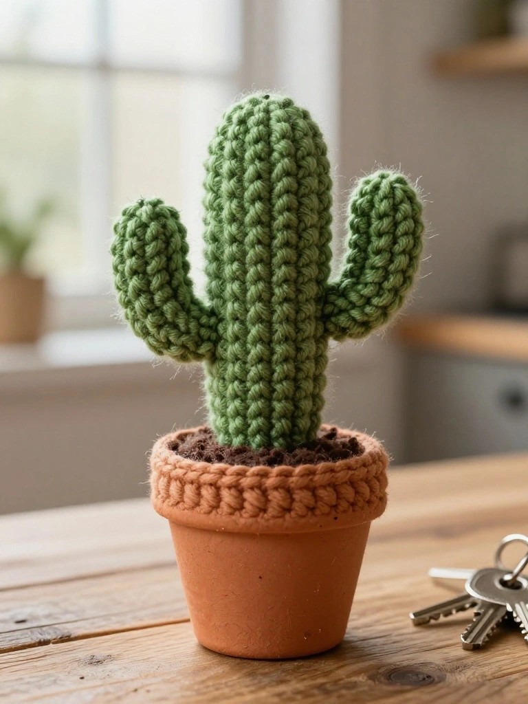 Potted Cactus Keychain