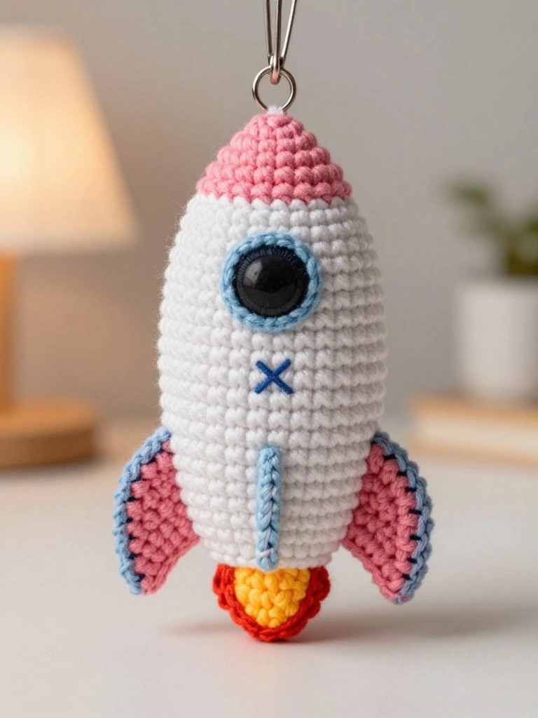 Rocket Amigurumi Keychain