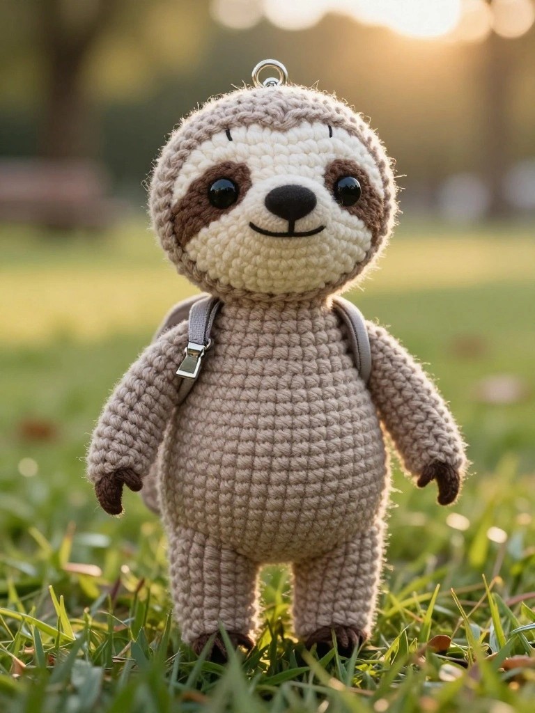 Sloth Keychain with Mini Backpack