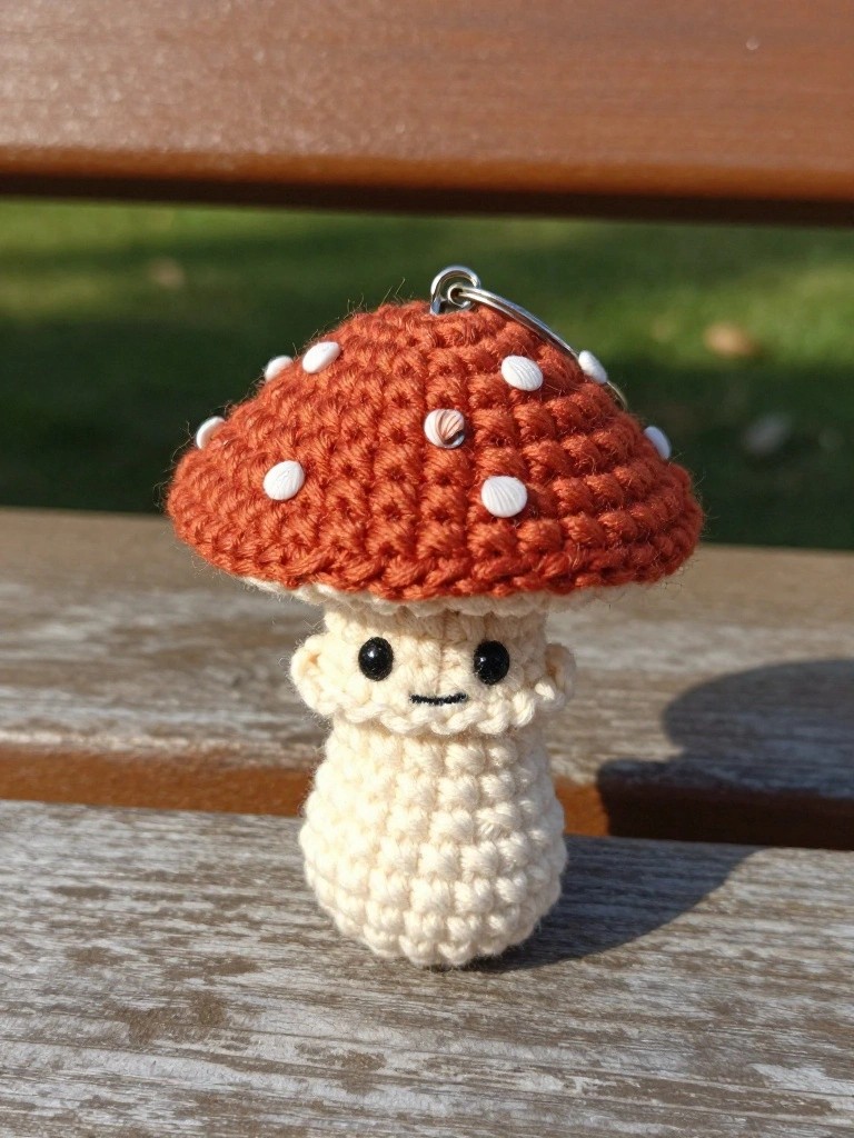 Spotted Mushroom Keychain