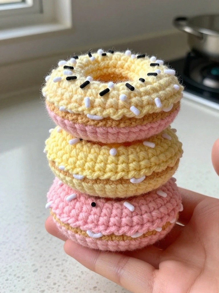 Donut Rings Made from Scrap Yarn