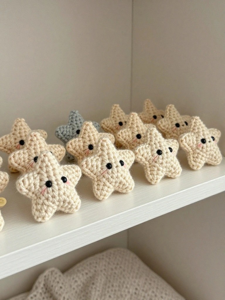 Mini Stuffed Stars from Scrap Yarn