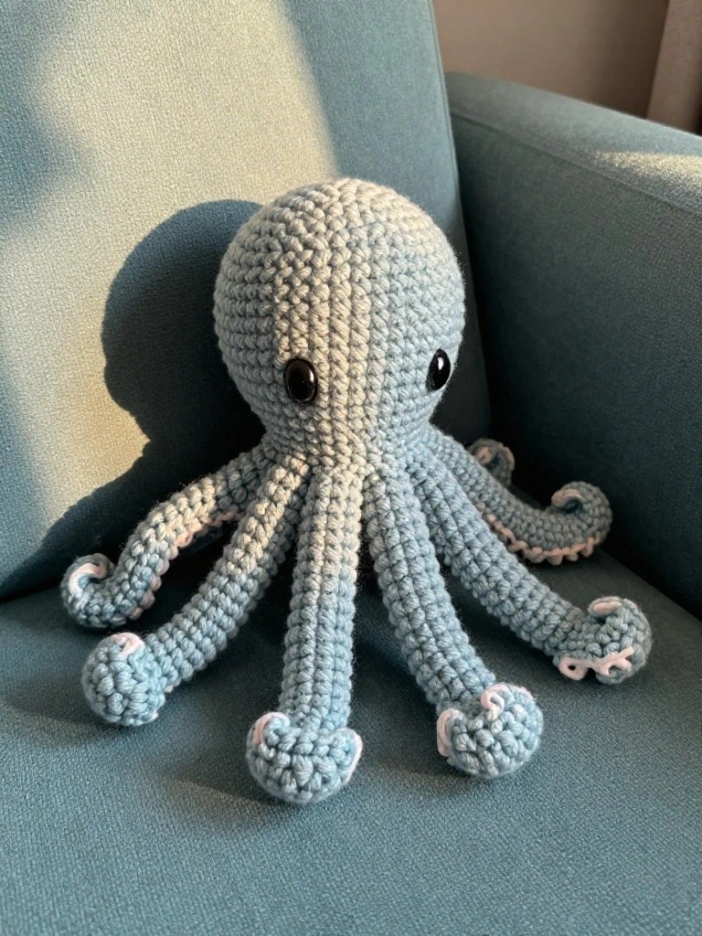 Octopus Plushie from Scrap Yarn