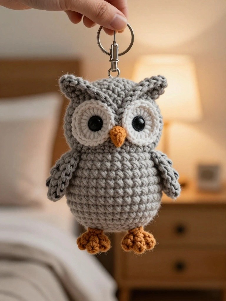 Scrap Yarn Owl Keychain