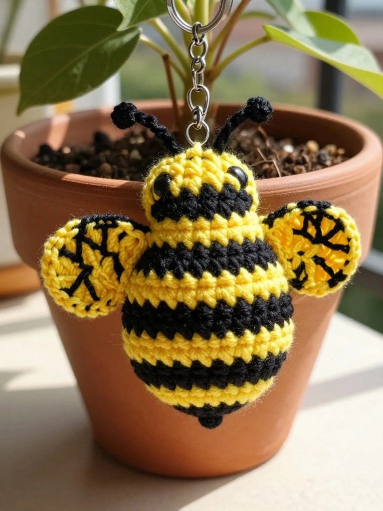 Crochet Bumblebee Keychain