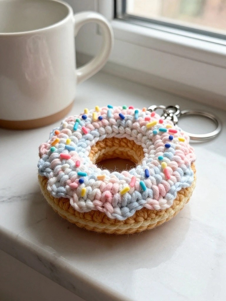 Donut Keychain with Pastel Icing