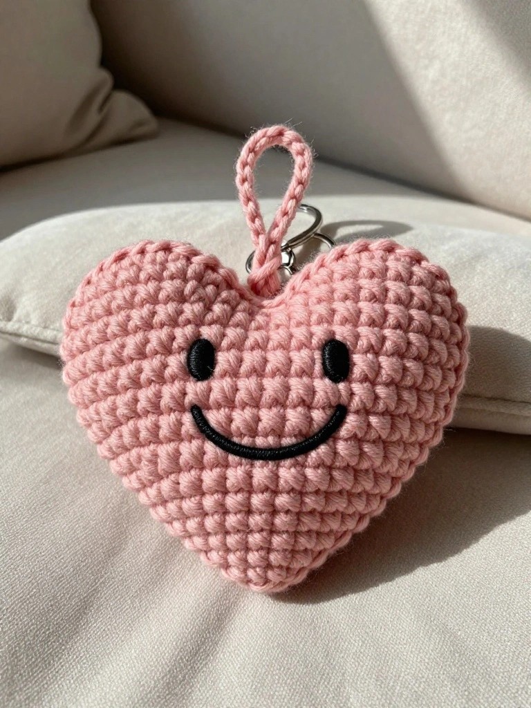 Heart Keychain with Simple Face