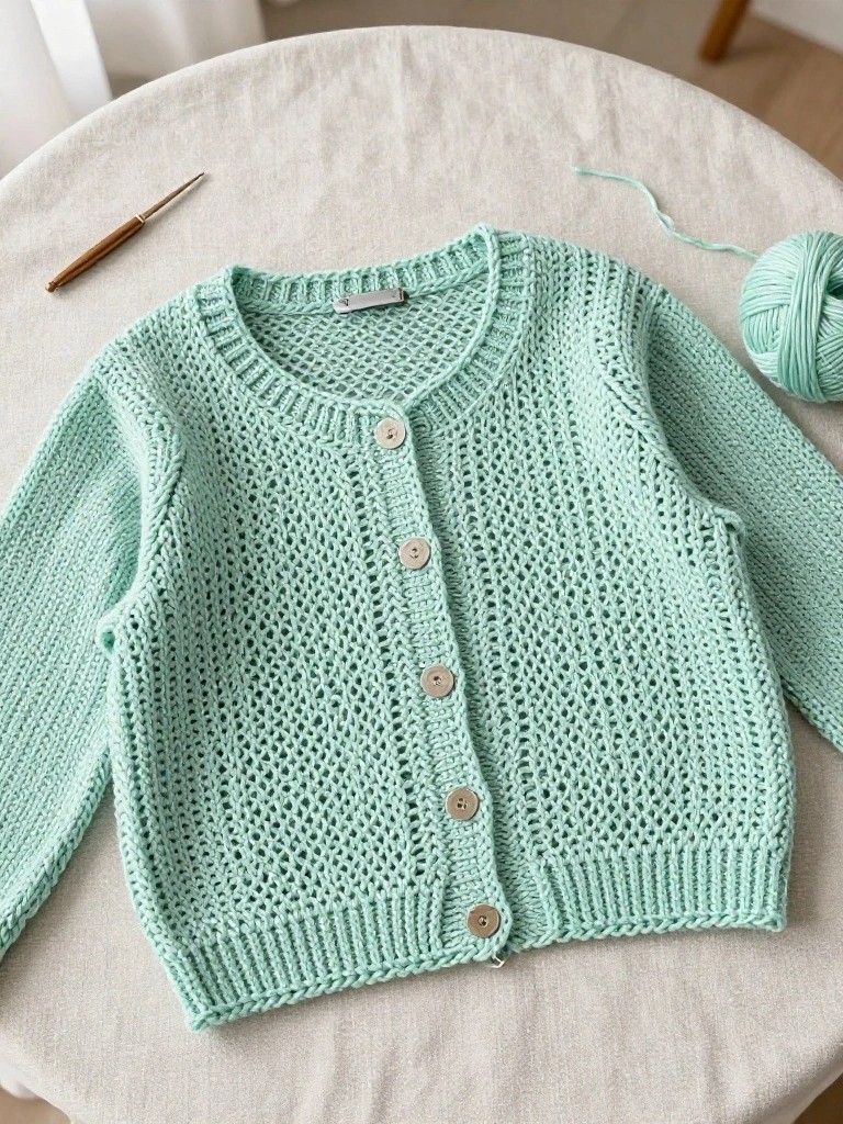 Open-Stitch Mint Cardigan for Easy Layering