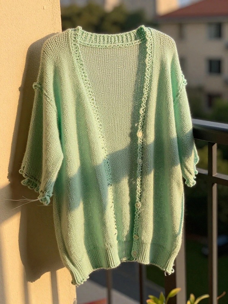 Oversized Short-Sleeve Cardigan with Border Trim