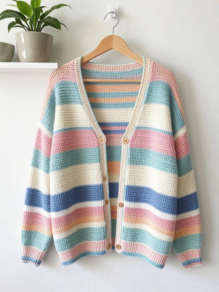 Pastel Striped Cardigan for Casual Layering