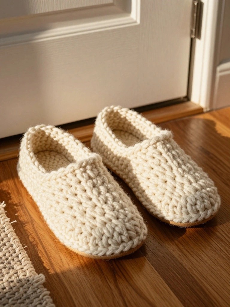 Chunky Crocheted Slippers for Quick Indoor Wear