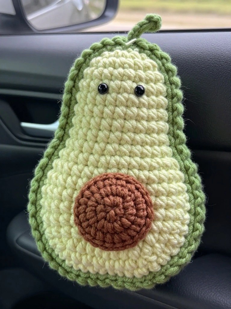 Crochet Avocado Plush for Dashboard or Desk Use