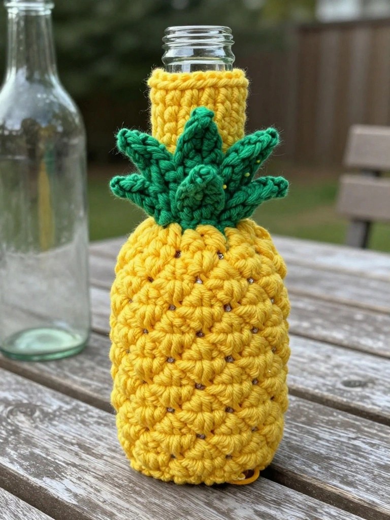 Pineapple Crochet Bottle Cover