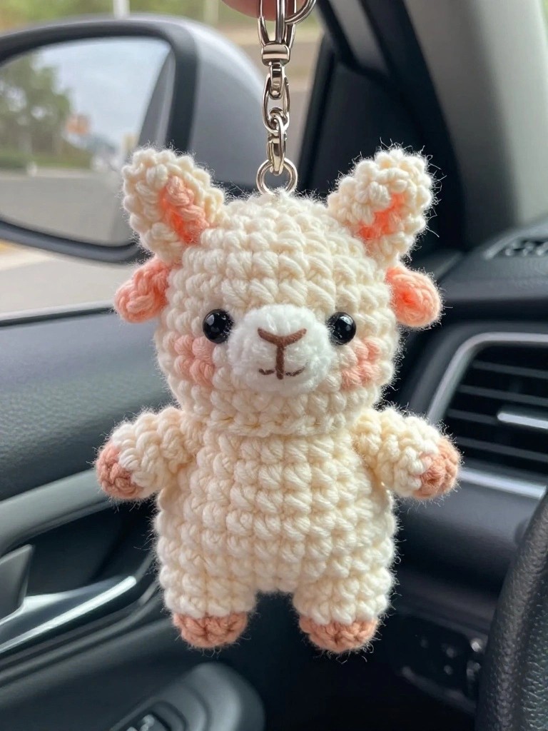 Crochet Llama Keychain as a Compact Bag Charm