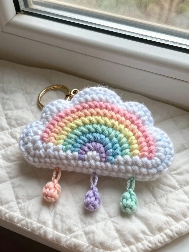 Pastel Rainbow Cloud Keychain