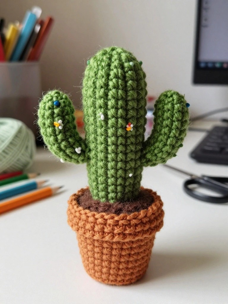 Potted Cactus Keychain