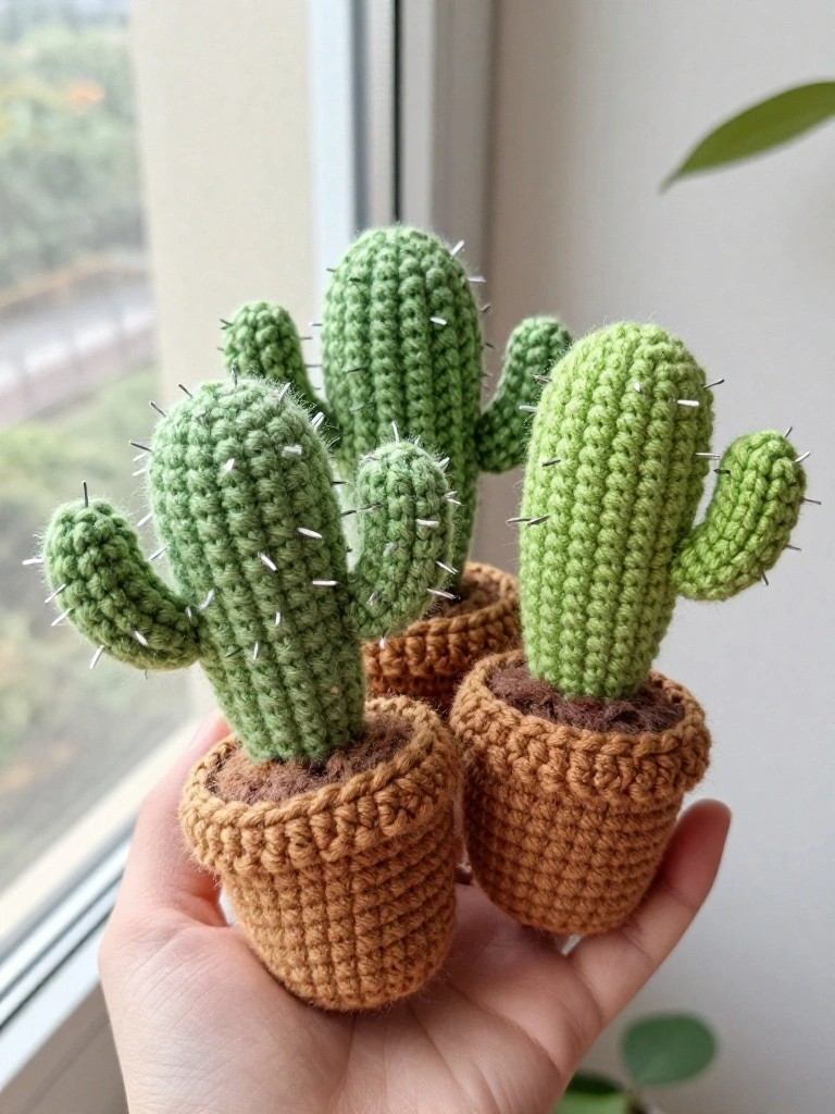 Crochet Cacti in Mini Pots