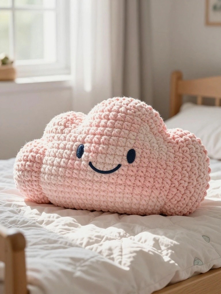 Crochet Cloud Pillow for Kids Rooms