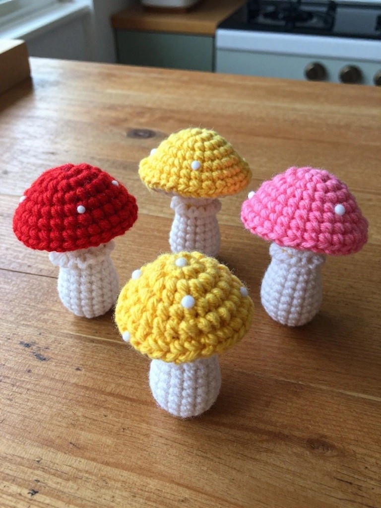 Crochet Mini Mushrooms for Quick Decor Accents