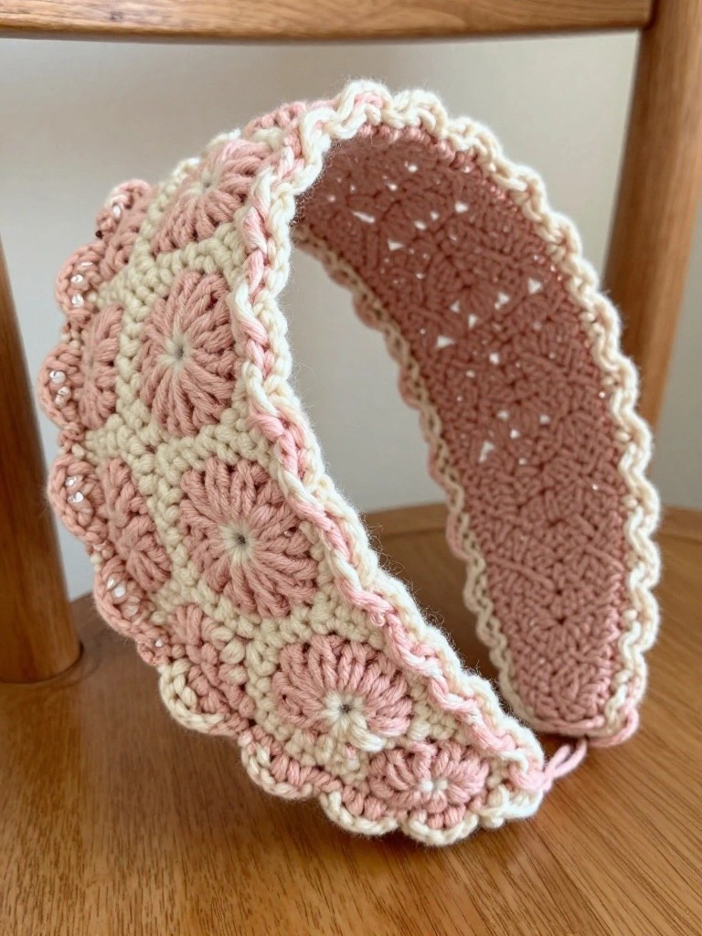 Floral Motif Crochet Headband