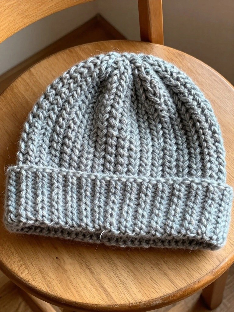 Ribbed Beanie with Vertical Texture