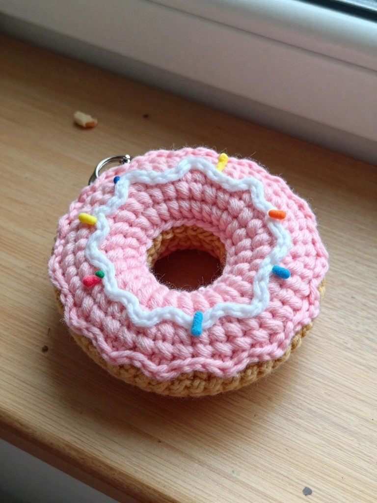 Donut Crochet Keychain